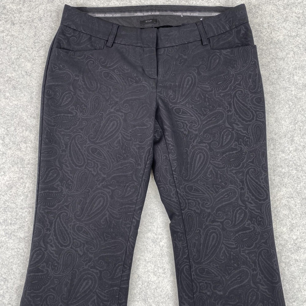 Express Dress Pants Womens 2 (29x31) Black Paisley Stylist Flare Dressy Work